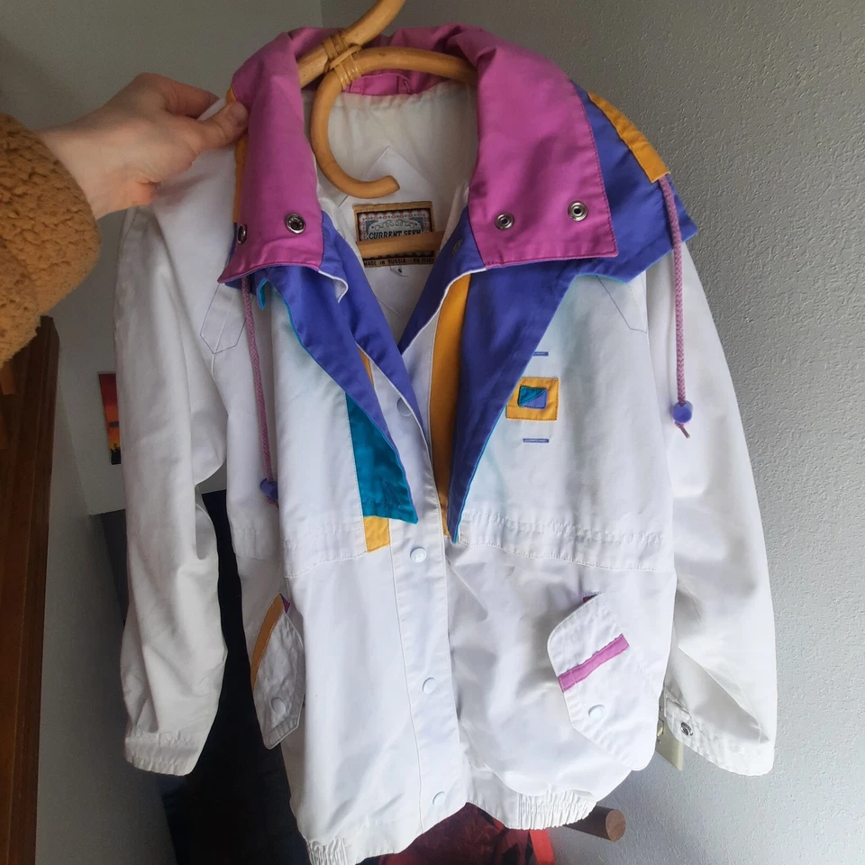 Vintage 80s 90s Color Block Jacket Made in Russia CURRENT SEEN Womens Small - Image 1 of 4