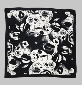 Bufanda cuadrada de seda sin marca estampado abstracto vanguardia negro blanco - Imagen 1 de 10
