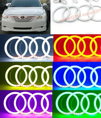 para Toyota Camry XV40 07-09 Faro RGB Halo Anillo Ojo de Ángel DRL Diente Azul Foto 1 de 4