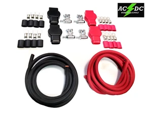 Military Style Battery Terminal 1 Gauge DUAL BATTERY Relocation Cable Wire Kit - Picture 1 of 2