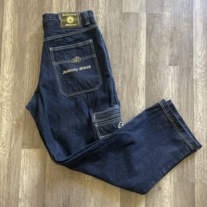 Vintage Johnny Blaze Jeans Mens 36x33 Blue Y2K Baggy Embroidered Carpenter Jnco - Picture 1 of 15