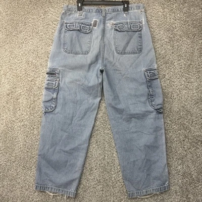 Pantalones de mezclilla cargo vintage años 90 descoloridos gloria para hombre 36x30 holgados pierna ancha patinador ligeros Y2K Foto 1 de 4