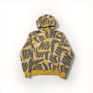 Nike Sportswear Futura Club Hoodie Herren XS All Over Print Gelb Distressed - Bild 1 von 5