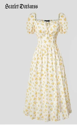 Maxi Vestido de Doncella Floral Amarillo Sueño Un Sueño en Provenza Talla 2XL Foto 1 de 4