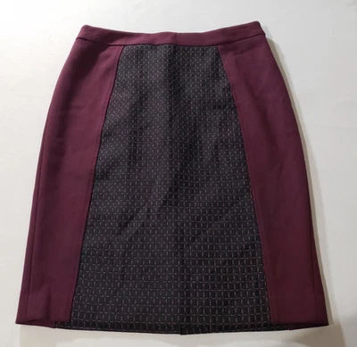 Halogen Straight Pencil Skirt Career Womens 6 Waist 30" Maroon Back Slit Lined - Image 1 of 4