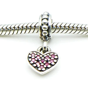 Ciondolo Pandora Pave Cuore Argento Sterling con Zirconi Pavè Rosso - Foto 1 di 5