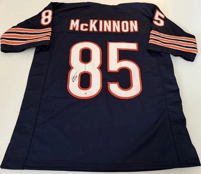 Dennis McKinnon Chicago Bears signed Custom jersey + SB XX Inscrip JSA Witnessed - Image 1 of 3