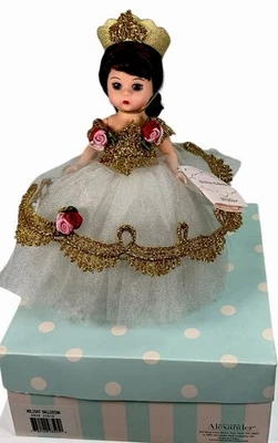 Vtg 2001 Madame Alexander Holiday Ballerina # 28525 Blanco con vestido dorado EUC Foto 1 de 4