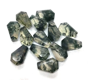 Ataúd de ágata musgo natural corte AAA piedras preciosas sueltas para hacer todo tipo de joyas - Imagen 1 de 24