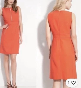 TORY BURCH Mariel Marmalade Midi Dress 4 Zip Gold Wool Lined Fall Holloween Chic - Picture 1 of 19