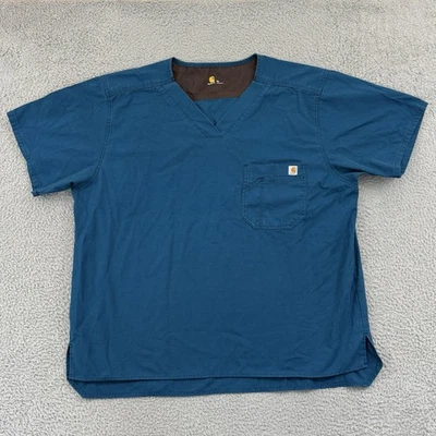 Carhartt Scrub Shirt Mens XL Blue Ripstop Medical Utility Loose Short Sleeve - Image 1 of 4