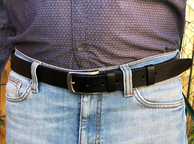 Ceinture homme large cuir de qualité, ceinture homme en cuir artisanal fait main - Photo 1/4