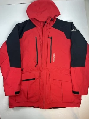 Cabelas Guidewear Goretex Jacket Mens XL Tall Red Black Parka Puffer Hooded Ski - Image 1 of 4