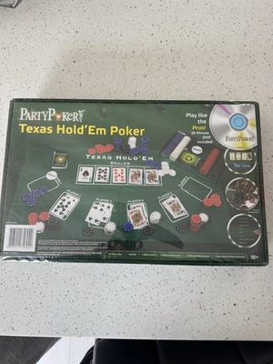 Party Poker Texas Hold'em Poker Set With 200 Chips Decks Of Cards And Dvd Sealed - Image 1 of 4