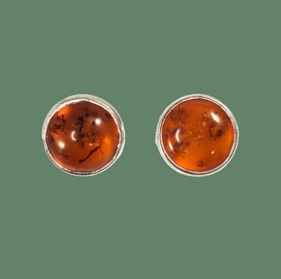 Pendientes Vintage AMBER PLATA ESTERLINA Genuinos 3/8" V-8 Foto 1 de 4