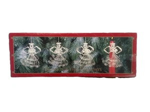 Home For The Holidays Silberplatte Draht Engel Kerzenständer Ring 4er Set Vintage - Bild 1 von 9