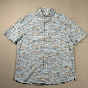 Southern Tide Shirt Mens M Linen Blend Hawaiian Button Down Reverse Print Aloha - Picture 1 of 9
