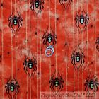 BonEful Fabric FQ Cotton Quilt Orange Black Halloween Spider Glitter Dot Stripe