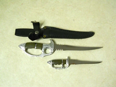 Piggyback Dagger Letter Openers with Sheath Olive Green Handles - Image 1 of 4