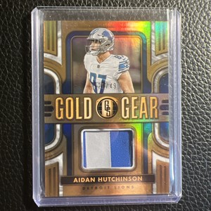 2023 PANINI GOLD STANDARD AIDAN HUTCHINSON GOLD GEAR RELIC 21/49 SP LIONS PATCH