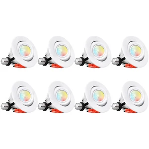 8-Pack Adjustable Ceiling Spot Light, 4" 5CCT LED Gimbal Retrofit Recessed Light - Picture 1 of 7