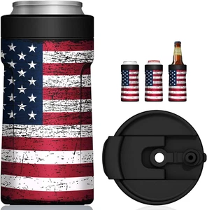 4 in 1 Insulated Universal Can Cooler with Lid - Newest 12 Oz Stainless Steel C - Picture 1 of 12