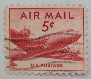 United States Postage ~ AIR MAIL ~ Red 6₵ Cent Stamp ~ Cancelled/Posted ~ Z16 - Picture 1 of 6