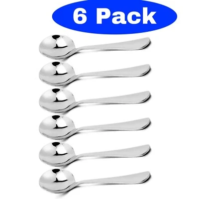 6- Pack Soup Spoons Round Stainless Steel Bouillon Spoon - Image 1 of 4
