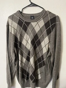Dockers Mens Sweater Crew Neck Size XL Brown 100% Acrylic Argyle - Picture 1 of 6