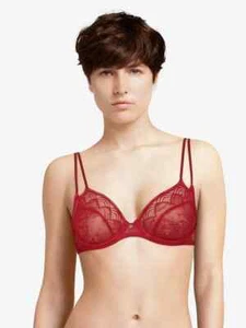 Soutien-gorge 85B (70B eu) à armatures CHANTELLE Arabesque Rouge - Picture 1 of 4