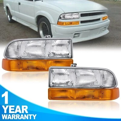 4件装镀铬车头灯总成和防撞灯适用于98-04雪佛兰S10皮卡西装外套 — 第 1/4 张图片