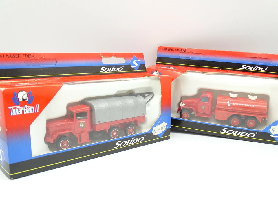 Solido 1/50 - Lot Of 2: Kaiser Winch + GMC Fire Truck Tanker - Image 1 of 1