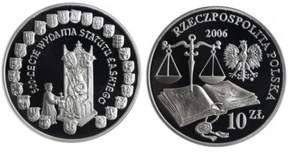POLONIA: 10 Zl. plata 2006 proof 500 aniv. PROCLAMACIÓN ESTATUTO LASKI - Imagen 1 de 1