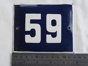 Emailliertes Porzellan Blechschild Haus-Tür Nummer 59 dunkelblau 4,6 in-3,9 in (ZZ) - Bild 1 von 10