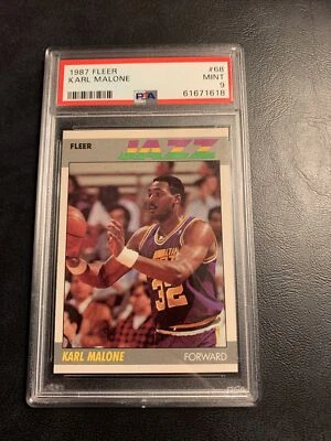B25 #68 Karl Malone Utah Jazz 1987 fleer minutes PSA￼ 9 - Image 1 of 3