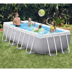 Intex 13ft 1.5" (4m) Rectangular Prism Frame Pool with Filter Pump and Ladder - Picture 1 of 6