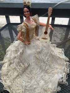 "Vestido Muñeca Baile Flamenco Fiesta Mujer Española Marin Chiclana DE COLECCIÓN 10"" Guitarra" - Imagen 1 de 5