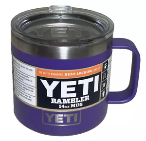 Taza YETI Rambler 14 oz acero inoxidable aislada al vacío tapa estándar pico púrpura - Imagen 1 de 5