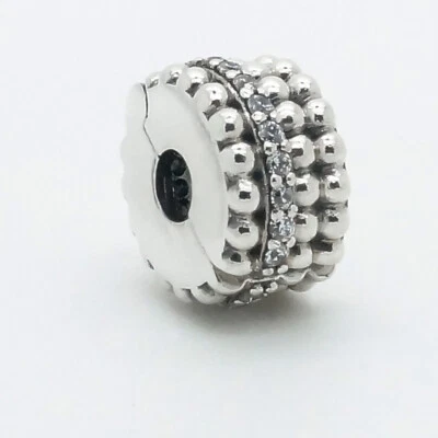 Original Pandora Clip Charm Perlenglanz 925er-Silber Zirkonia 797520CZ Neu - Bild 1 von 2