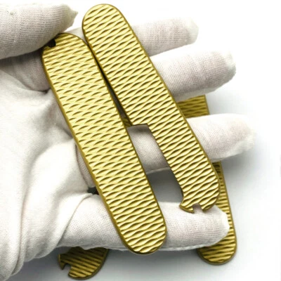 1 par de básculas de mango de latón hechas a medida hágalo usted mismo para navaja suiza Victorinox 91 mm Foto 1 de 4