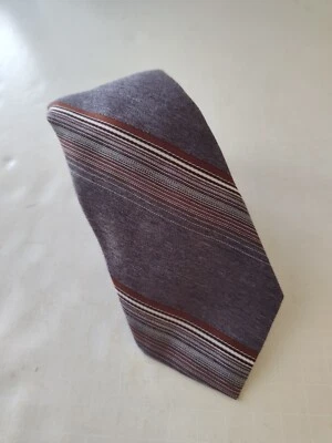 Men's Botany 500 Gray Burgundy Striped  Necktie Polyester - Image 1 of 3
