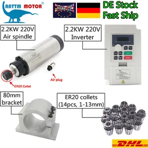 【DE】 Motor de husillo refrigerado por aire de 2,2 kw 220 V 400 Hz ER20 + 2,2 KW 1000 Hz + abrazadera - Imagen 1 de 13