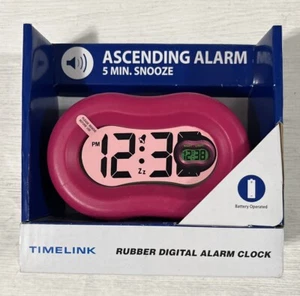 Timelink Smartlight Fashion Rubber Digital Standard Alarm Clock - Pink - Picture 1 of 2