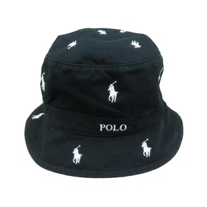 Polo Ralph Lauren Embroidered Pony Bucket Hat Adult Size L/XL Black White NEW - Picture 1 of 10