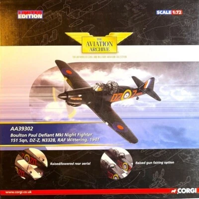 Corgi Aviation Archive 1:72 AA39302 Boulton Paul Defiant MK1 Night Fighter 151Sq - Immagine 1 di 4