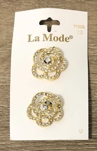 La Mode Crystal Swirl Gold look Flower Metal Button 22mm - Shank - Hook 13 - Picture 1 of 1