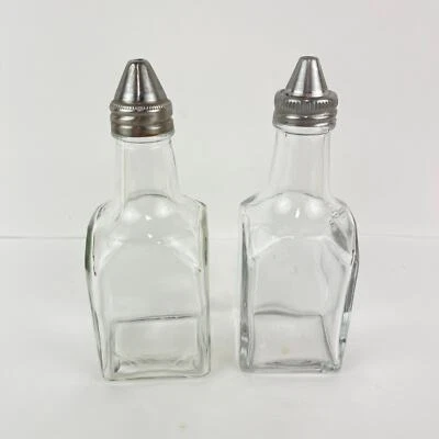 Juego de 2 Dispensadores Cuadrados de Vidrio Cruet Aceite de Oliva y Vinagre Foto 1 de 4