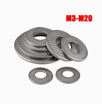 Belleville Washers M3 - M20 All Sizes 304 Stainless Serrated Non-slip Gasket - Image 1 of 4