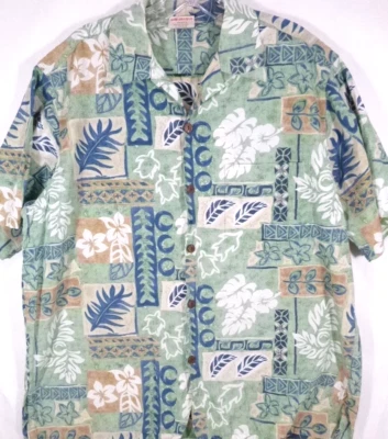 Camisa hawaiana Go Barefoot para hombre-grande-floral-100 % algodón-botón abajo-casual Foto 1 de 4