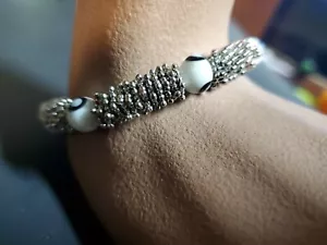 ZGorgeous Granulated Bead Link Bracelet 7" with a murano glass beads - Picture 1 of 9